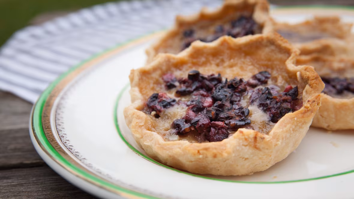 Wild Chokecherry Jam & Brown Butter Custard Tart 🍒